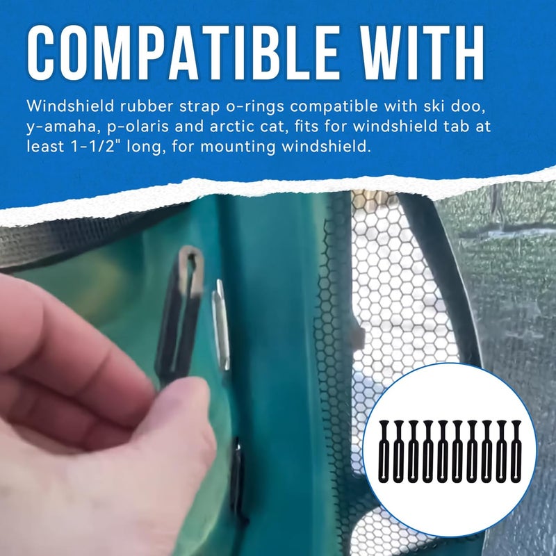 SeDeplacer 10Pcs 5410970 Windshield Rubber Strap O-Rings Compatible with Ski Doo, Y-amaha, P-olaris and Arctic Cat, Fits for Windshield Tab at Least 1-1/2" Long, Replace 570023800, 8K4-77223-00 - Image 2